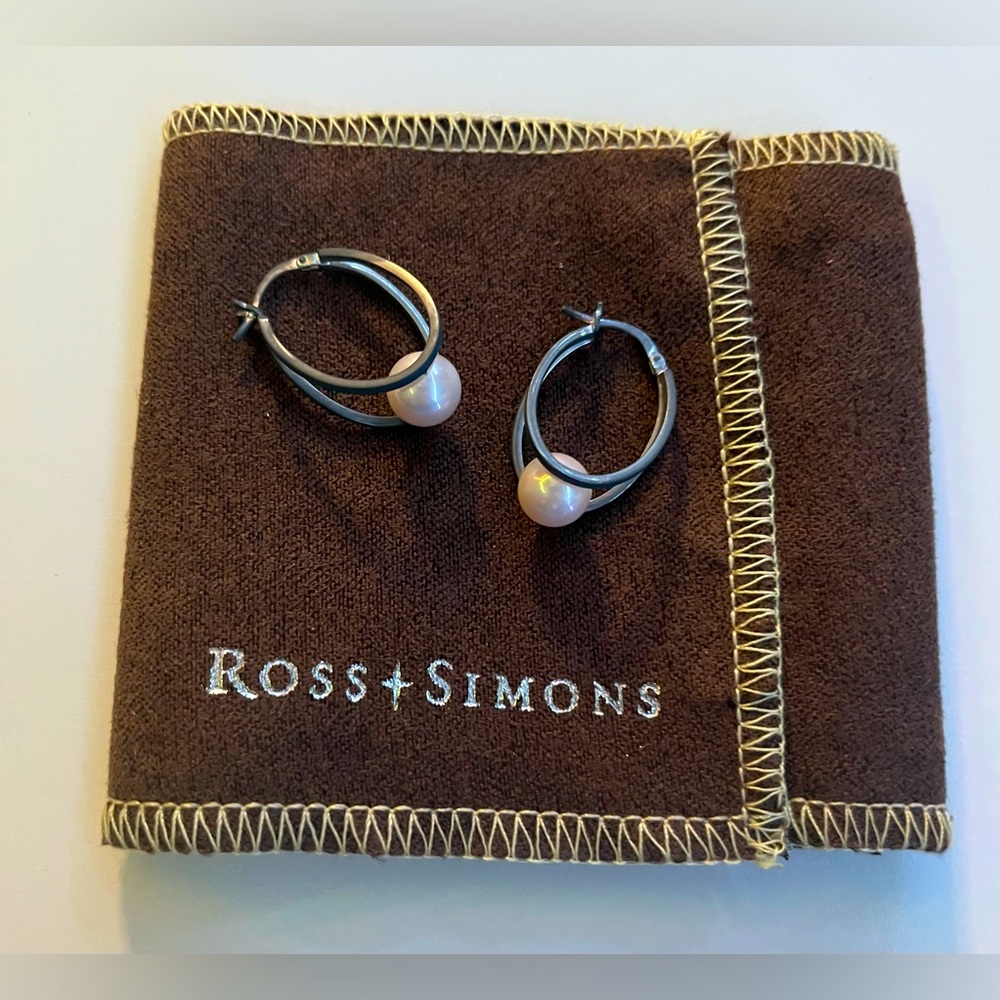 Ross+Simons 8-9mm pearl double hoop earrings